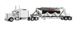 Trucks N Stuff SPEC032 Red Zone Kenworth W900L SLeeper Cab With Chrome Pneumatic Bulk Trailer