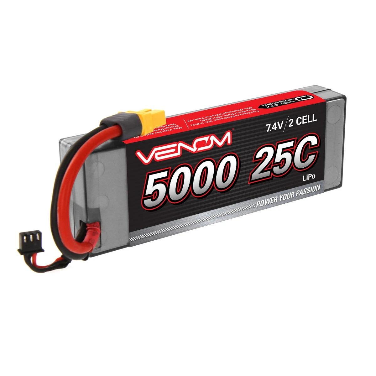 Venom 1558 2S 5000mAh 7.4V 25C Hard Case LiPo Battery With Universal Plug System - Image 3