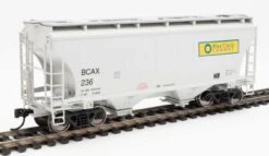 Walthers 910-7566 HO 39' Trinity 3281 2 Bay Covered Hopper Blue Circle Cement BCAX 236