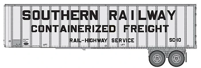Walthers 949-2614 HO Scale Flexi-Van 40' Strick Trailer Southern Railway 2-Pack