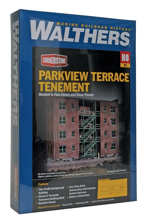 Walthers Cornerstone 933-3177 HO Scale Parkview Terrace Background Building Kit - Image 3