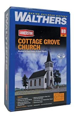 Walthers Cornerstone 933-3655 HO Scale Cottage Grove Church Structure Kit With LED Lighting - Image 2