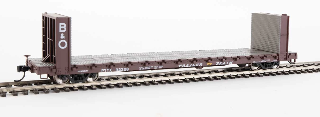 Walthers Mainline 910-5813 60' Pullman Bulkhead Flatcar Trailer Train B&O/ PTTX 92228