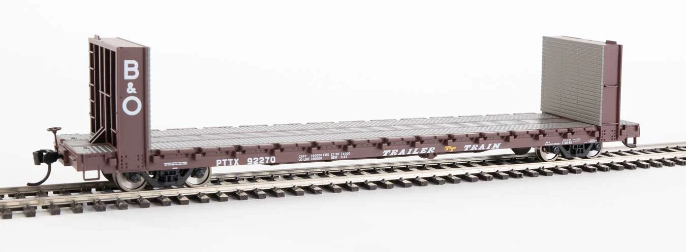 Walthers Mainline 910-5815 60' Pullman Bulkhead Flatcar Trailer Train B&O/ PTTX 92270