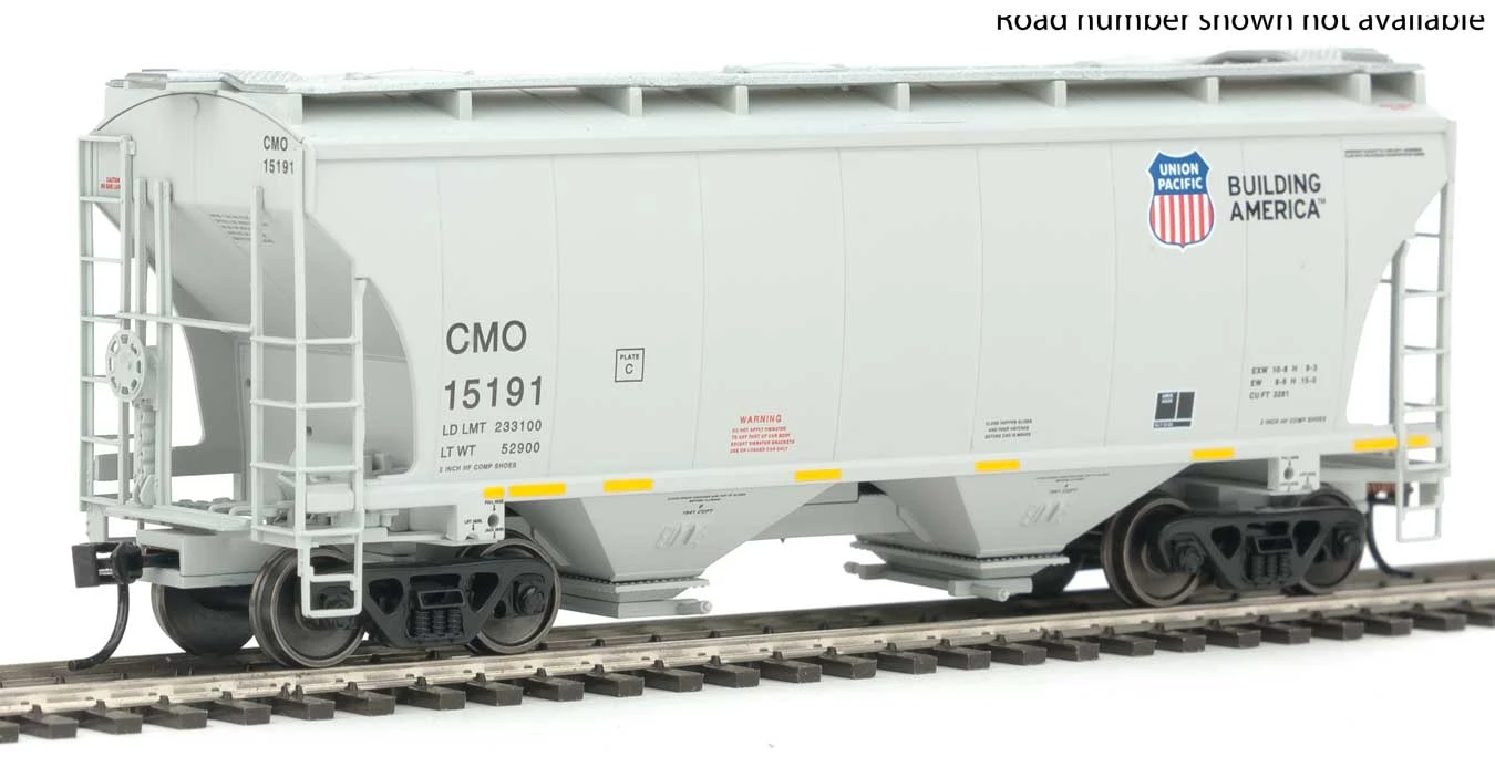 Walthers Mainline 910-7547 HO Scale 39' Trinity 3281 2-Bay Covered Hopper Union Pacific CMO 15062 -