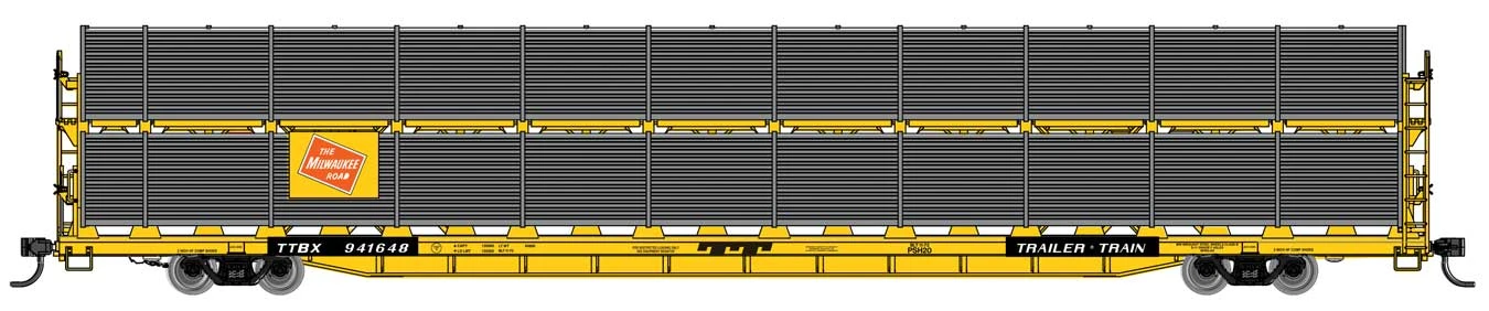 Walthers Mainline 910-8118 HO Scale 89' Bi-Level Shielded Auto Rack Milwaukee Road MILW 941656