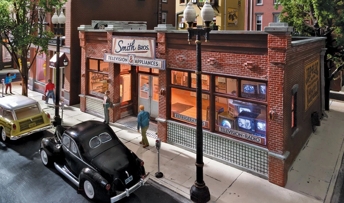 Woodland Scenics Woodland BR5873 O Scale Built Up Structure Smith Brothers TV & Appliance Store - Image 6