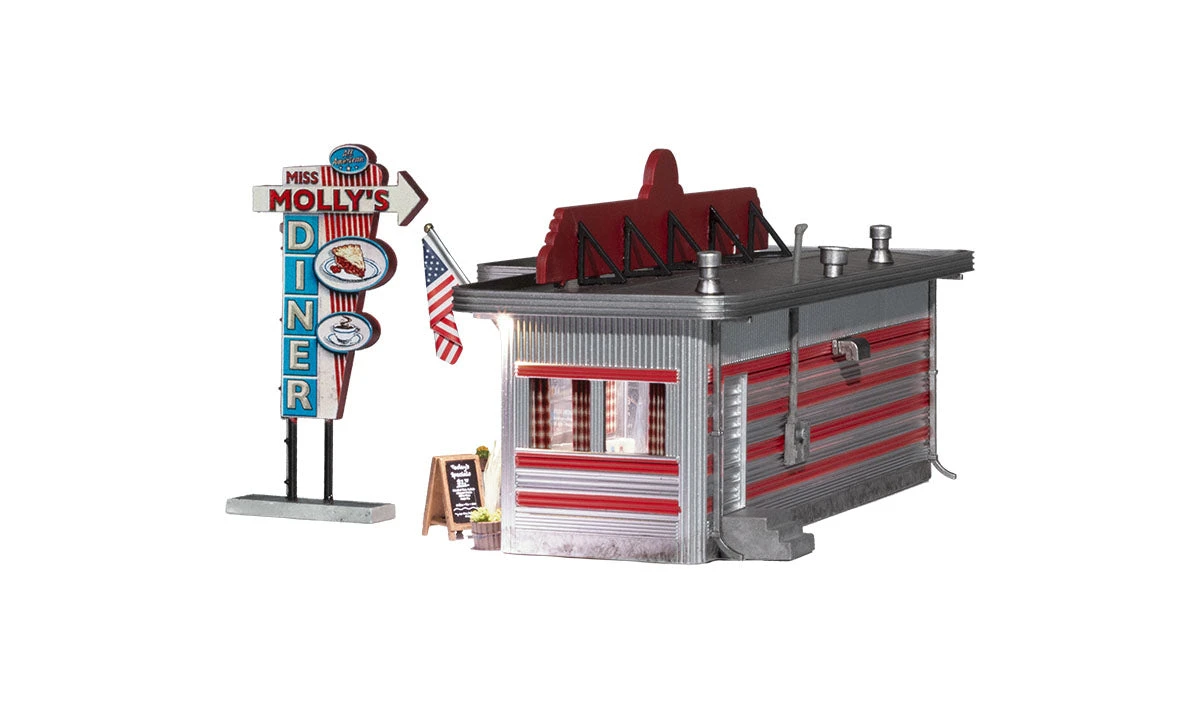 Woodland Scenics BR4956 N Scale Built Up Structure - Miss Molly's Diner With LED Lighting - Image 3