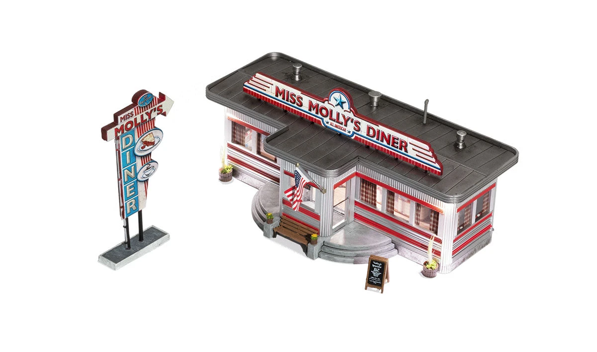 Woodland Scenics BR4956 N Scale Built Up Structure - Miss Molly's Diner With LED Lighting - Image 5