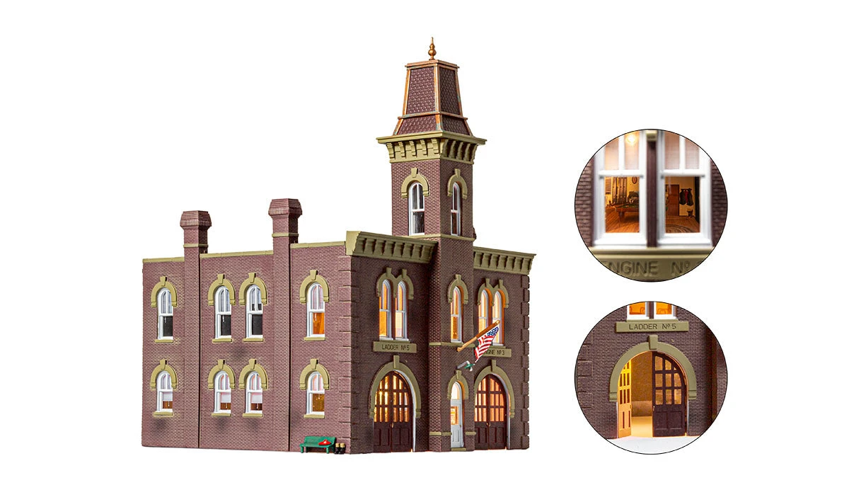 Woodland Scenics BR5034 HO Scale Built Up Structure - Firehouse - Image 4