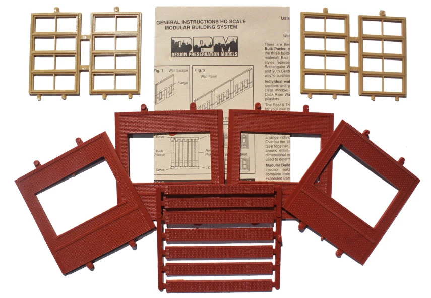 Woodland Scenics DPM 30143 HO Scale Dock Level Wall Sections - Victorian Windows 4-Pack - Image 2