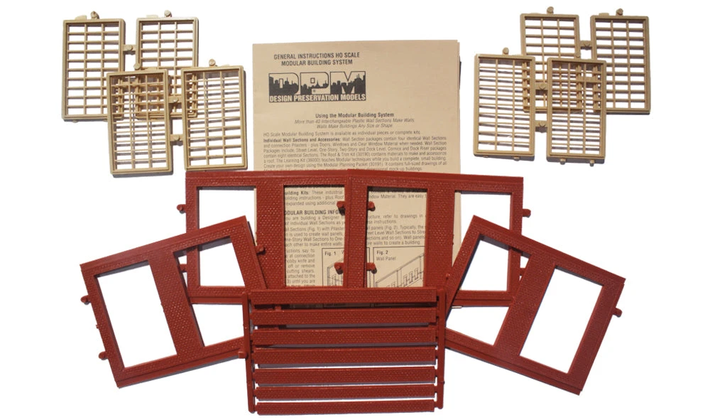 Woodland Scenics DPM 30174 HO Scale Two Story Wall Sections - Steel Sash Windows 4-Pack - Image 2