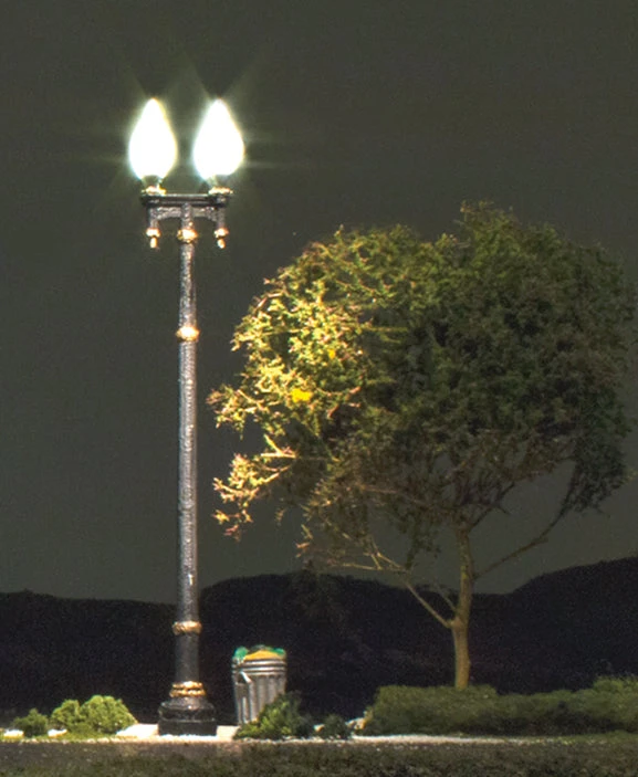Woodland Scenics JP5640 N Scale Just Plug Street Lights - Double Lamp Post (3-Pack) - Image 3