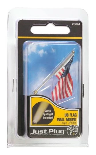 Woodland Scenics JP5954 Just Plug Medium (1-3/8") Wall Mount Pole With U.S. Flag And Spotlight - Image 3