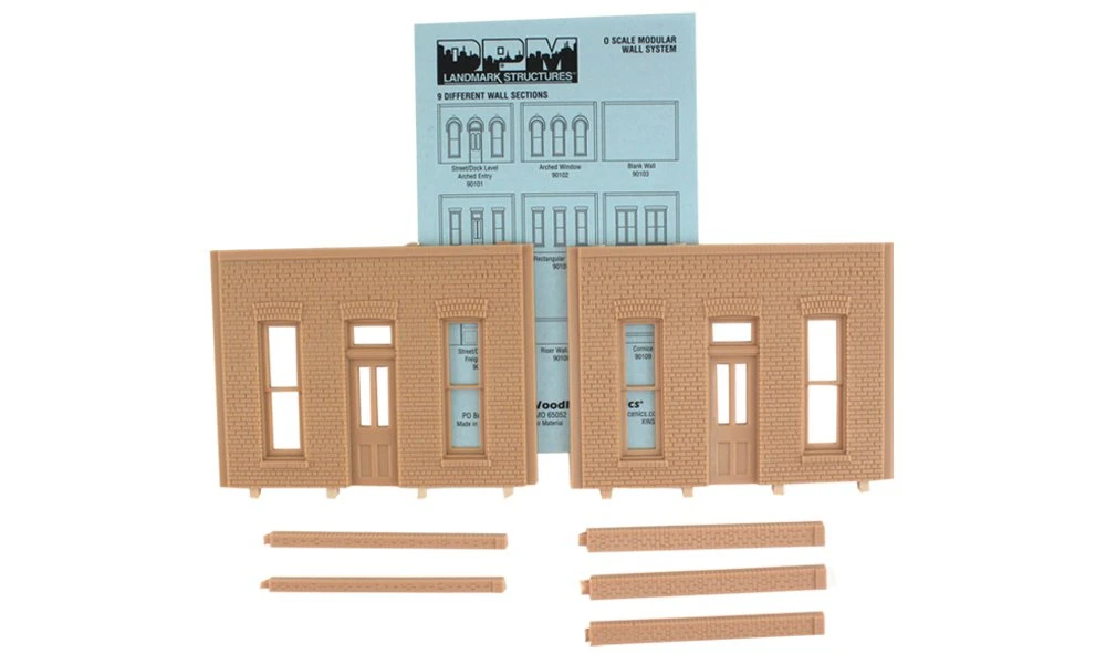 Woodland Scenics DPM 90104 O Scale Street / Dock Level Wall Sections - Rectangle Entry Door 2-Pack - Image 2