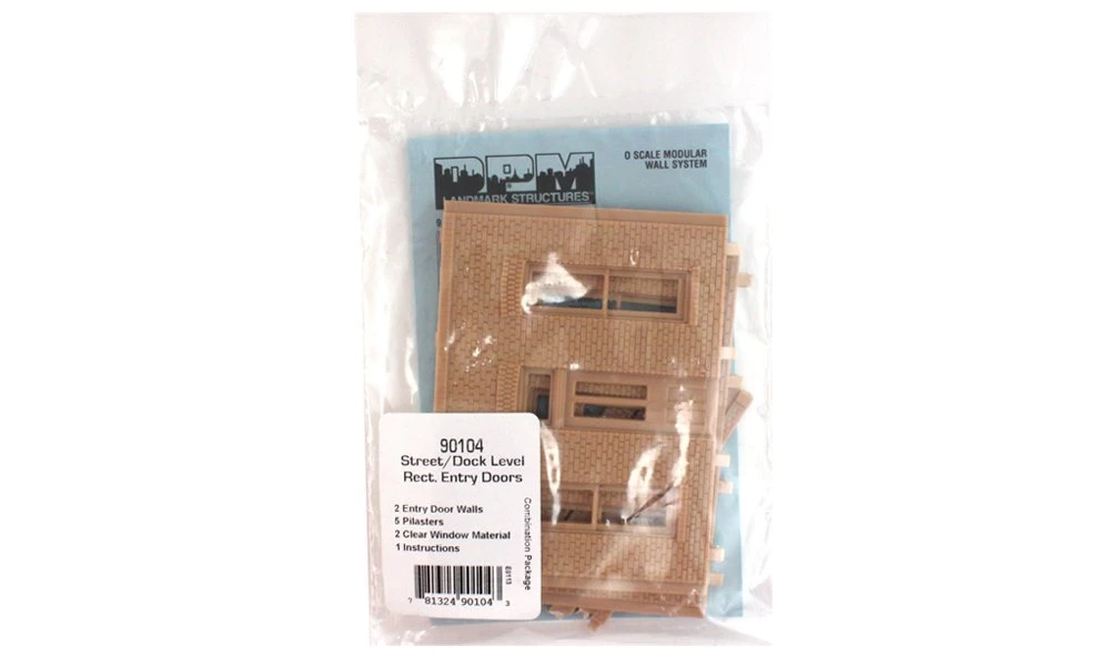 Woodland Scenics DPM 90104 O Scale Street / Dock Level Wall Sections - Rectangle Entry Door 2-Pack - Image 3